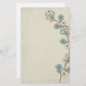 Blauwe sakura bloemen Stationery Briefpapier (Voorkant / Achterkant)