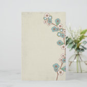 Blauwe sakura bloemen Stationery Briefpapier (Staand voorkant)