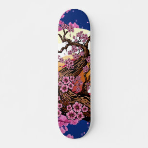 Blauwe Sakura Bloesem Zonsondergang Japanse Esthet Persoonlijk Skateboard