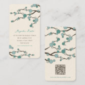 Blauwe Sakura Oosterse Zen Chinese Kersenbloesems Visitekaartje (Voorkant / Achterkant)