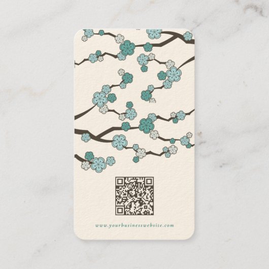 Blauwe Sakura Oosterse Zen Chinese Kersenbloesems Visitekaartje (Achterkant)