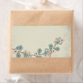 blauwe sakurbloemen Etiket (Insitu)