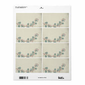 blauwe sakurbloemen Etiket (Full Sheet)