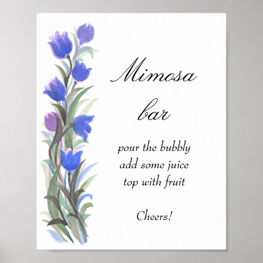Blauwe salie groene wilde bloemen Mimosa bar     Poster (Voorkant)