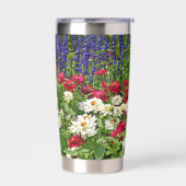 Blauwe Salvia en Zinnias Floral Geïsoleerde Drinkbeker (Links)