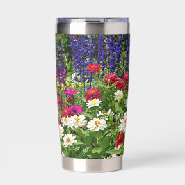 Blauwe Salvia en Zinnias Floral Geïsoleerde Drinkbeker