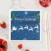 Blauwe Santa's Slape en Reindeerpapier Napkin Servet (Insitu)