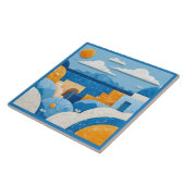 Blauwe Santorini Mediterrane Azulejo Tegeltje (Zijkant)