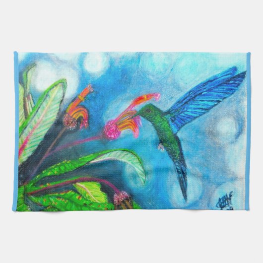BLAUWE SAPPHIERE KOLIBRIE handdoek (Horizontaal)