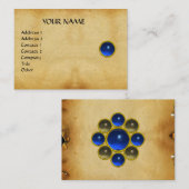 BLAUWE SAPPHIRE MON,GRAY AGATA-perkament, platina Visitekaartje (Voorkant / Achterkant)