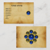 BLAUWE SAPPHIRE MON ,GRAY AGATA-perkament, Visitekaartje (Voorkant / Achterkant)
