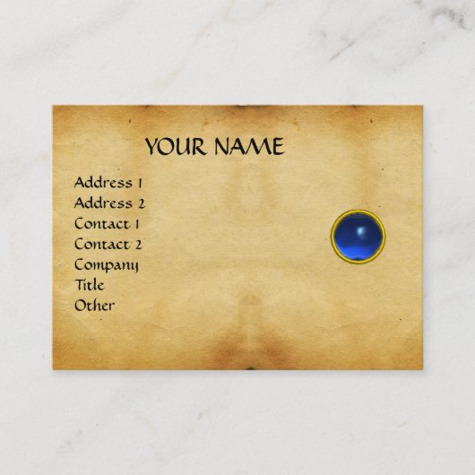 BLAUWE SAPPHIRE MON ,GRAY AGATA-perkament, Visitekaartje (Voorkant)