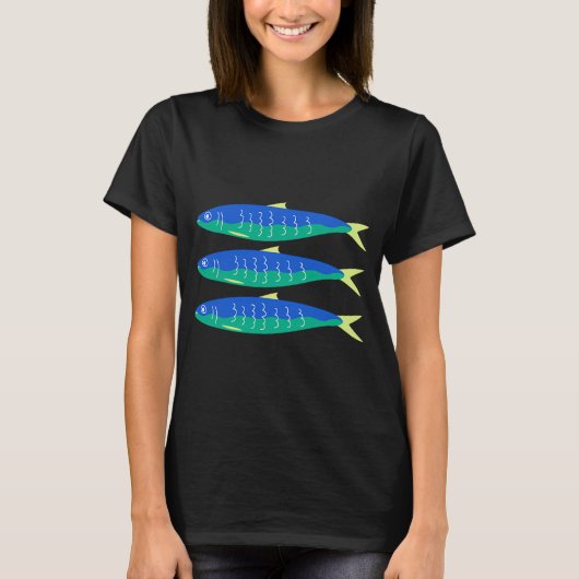 Blauwe Sardines T-shirt (Voorkant)