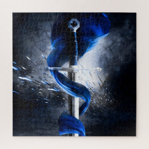 Blauwe Sash Gevecht Zwaard Legpuzzel