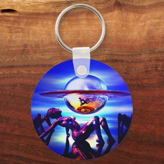 Blauwe saturn sleutelhanger (Voorkant)