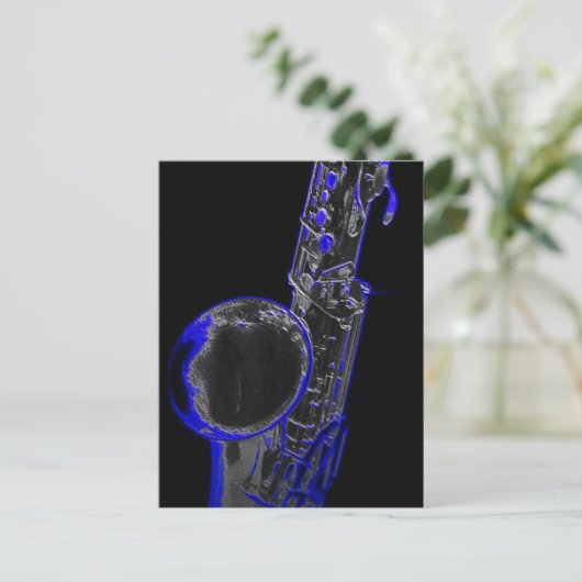 Blauwe sax briefkaart (Staand voorkant)