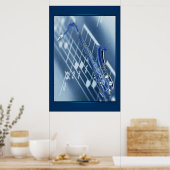 Blauwe saxofone afdrukken poster (Keuken)