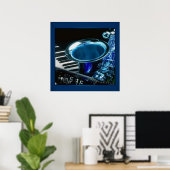 Blauwe saxofone afdrukken poster (Thuiskantoor)