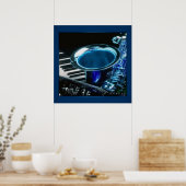 Blauwe saxofone afdrukken poster (Keuken)