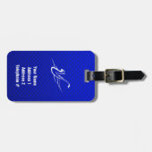 Blauwe saxofoon bagagelabel (Voorkant horizontaal)