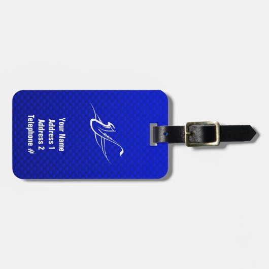 Blauwe saxofoon bagagelabel (Voorkant horizontaal)