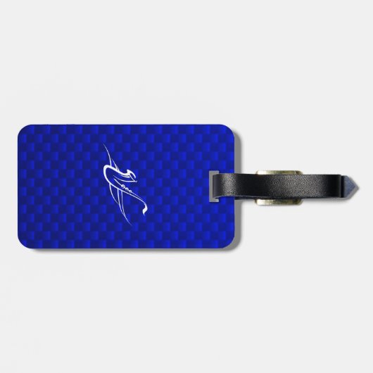 Blauwe saxofoon bagagelabel (Achterkant horizontaal)