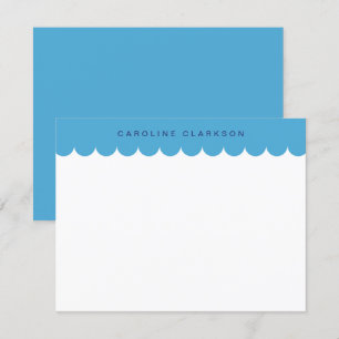Blauwe Scallop Border Modern Stationery notitiekaa Kaart