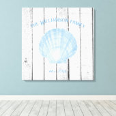 Blauwe Scallop Shell Canvas Afdrukken (Insitu (Houten vloer))