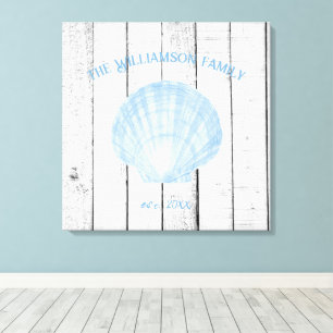 Blauwe  Scallop Shell Canvas Afdrukken