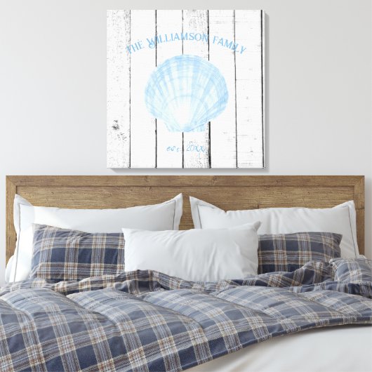 Blauwe  Scallop Shell Canvas Afdrukken (Insitu (Slaapkamer))
