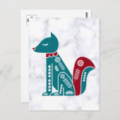 Blauwe Scandinavische eekhoorn Briefkaart (Voorkant / Achterkant)