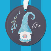 Blauwe Scandinavische gnoom drink hete cacao Ornament