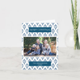 Blauwe Scandinavische kerstfoto Feestdagen Kaart