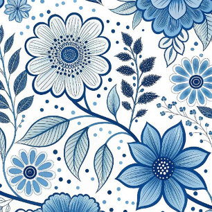 Blauwe Scandinavische Volkstuinbloemen Lichaamskussen