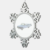 Blauwe schaafschilfers met converteerbaar potlood tin sneeuwvlok ornament (Rechts)