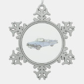 Blauwe schaafschilfers met converteerbaar potlood tin sneeuwvlok ornament (Voorkant)