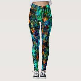 Blauwe schaak, groene kras, rode, valse vuile vlek leggings
