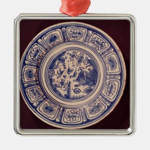 Blauwe schaal, afkomstig van een late Ming Export Metalen Ornament