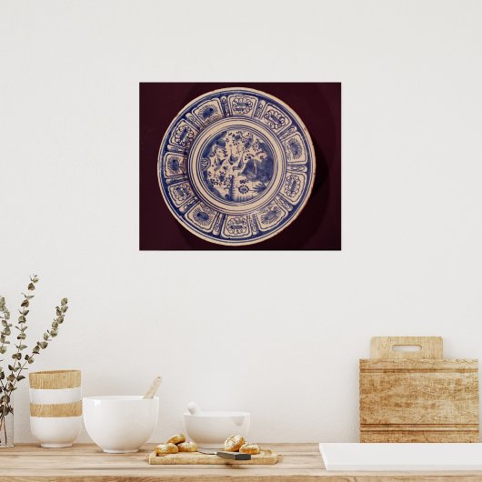 Blauwe schaal, afkomstig van een late Ming Export Poster (Keuken)