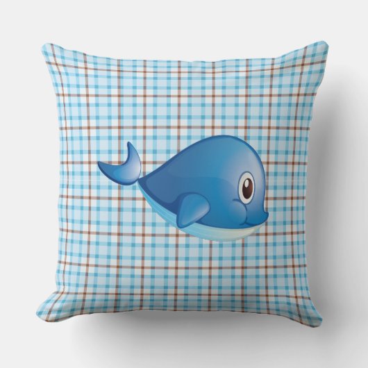 Blauwe schaal met katoenplank kussen (Voorkant)