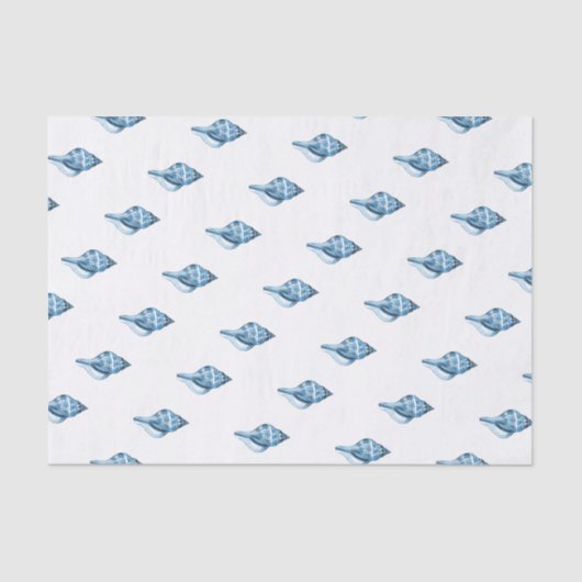 Blauwe schaal oceaan nautische kustcadeauverpakkin tissuepapier (Voorkant)