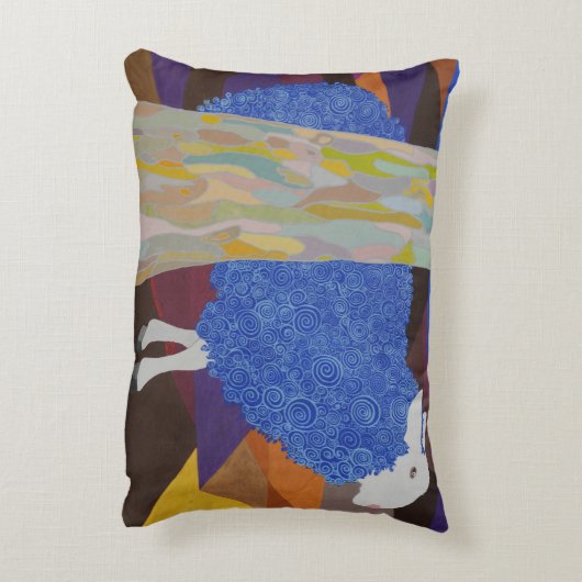 Blauwe schaap accent kussen (Achterkant (Verticaal))