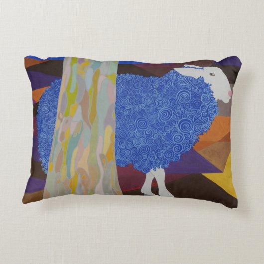 Blauwe schaap accent kussen (Achterkant)