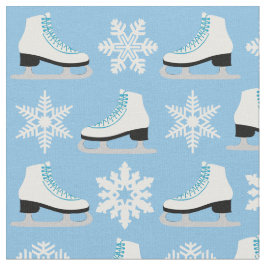 Blauwe Schaatsen en snowflakes kerst Stof