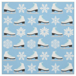 Blauwe Schaatsen en snowflakes kerst Stof
