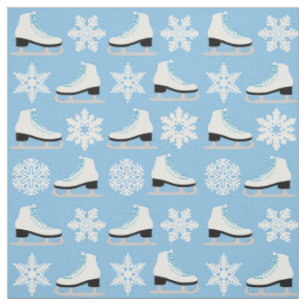 Blauwe Schaatsen en snowflakes kerst Stof