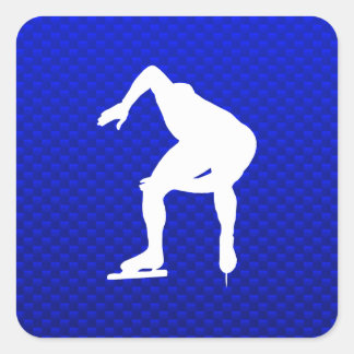 Blauwe schaatser vierkante sticker