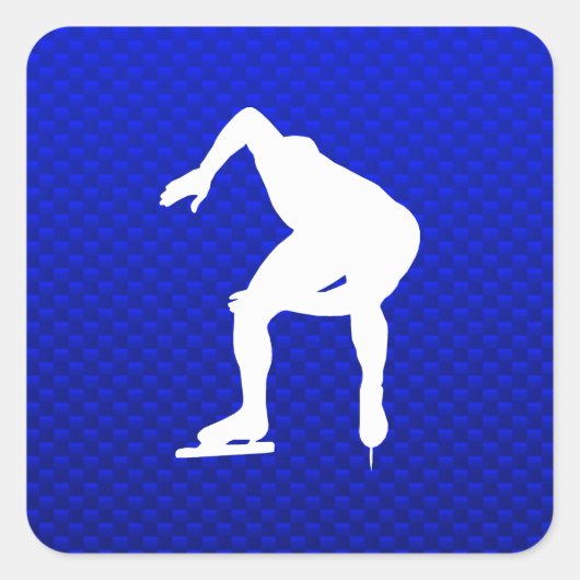 Blauwe schaatser vierkante sticker (Voorkant)