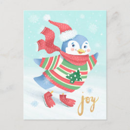 Blauwe schaatspinguïn briefkaart