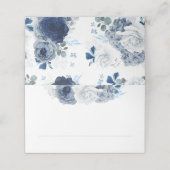 Blauwe schaduw bloemen Elegante Boho bruiloft Plaatskaartje (Buitenkant ongevouwen)